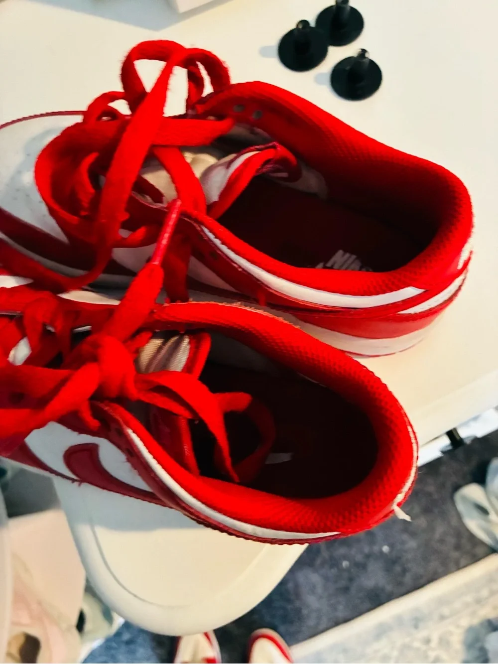 Nike Kids Red and White Low-Top Sneakers